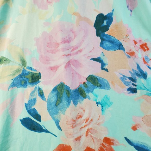 Calvin Klein Women's Multicolored Teal Floral Tiered Sleeve Dress Size 16W NWT - Picture 7 of 11